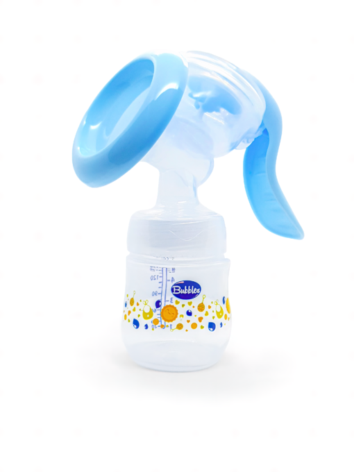 A breast pump with a bottle, Bubbles